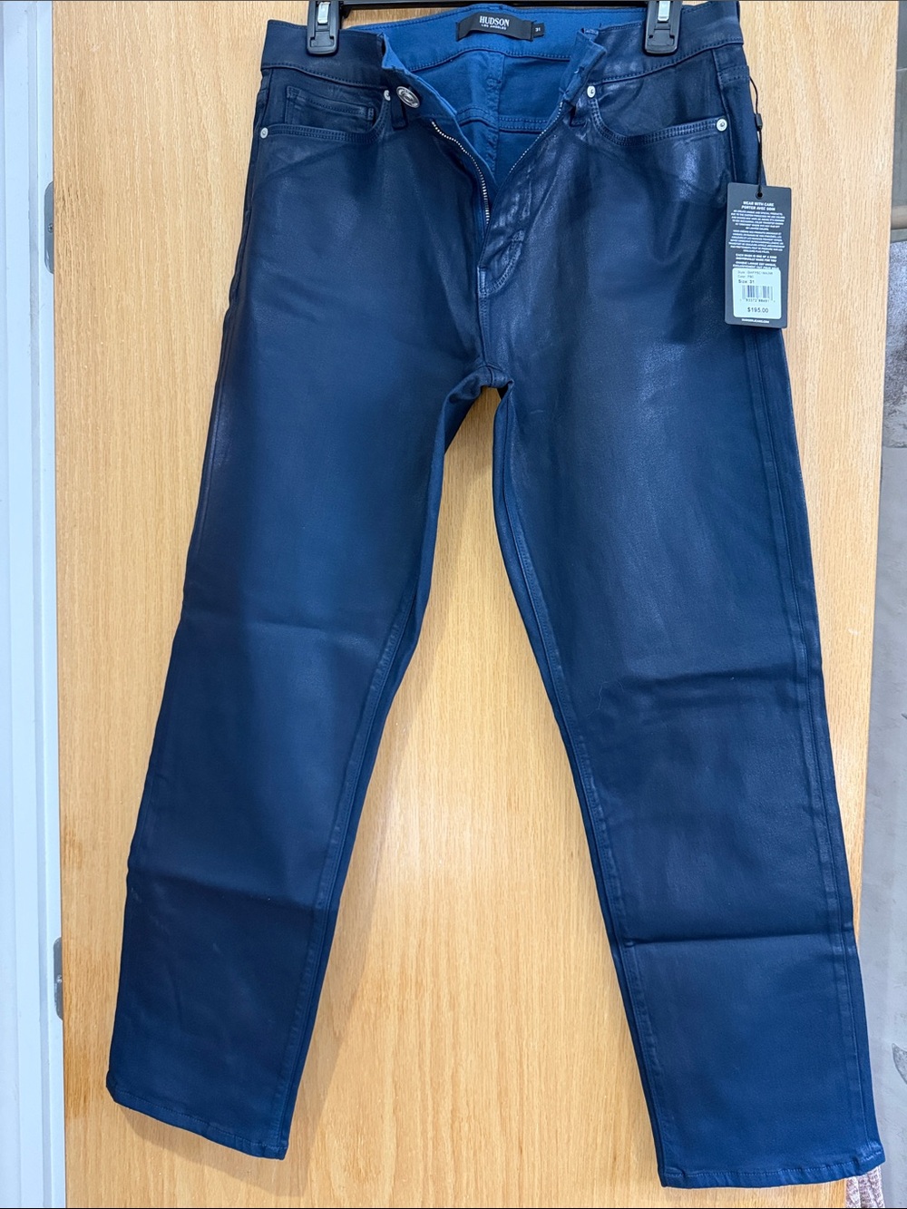 Hudson Jeans Slim Straight Coated Jeans - Navy Blue